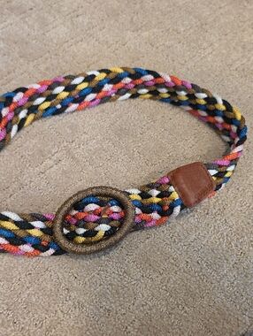 Guess Braided Multicolor Rope Belt with Leather Accent